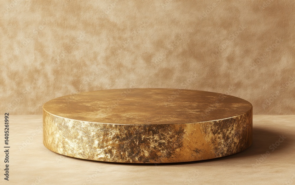 Golden Textured Platform or Stand for Product Display in Studio Setting
