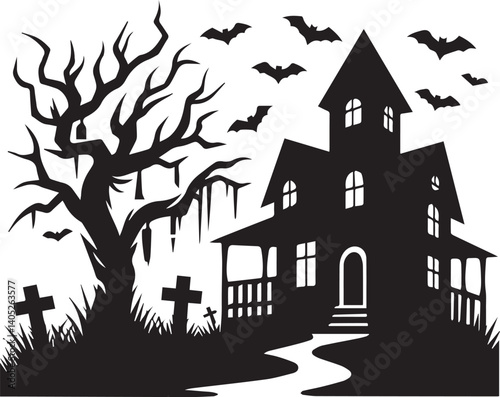 silhouettes of haunted houses vector. house for Halloween