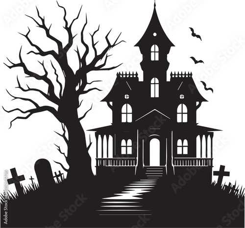 silhouettes of haunted houses vector. house for Halloween