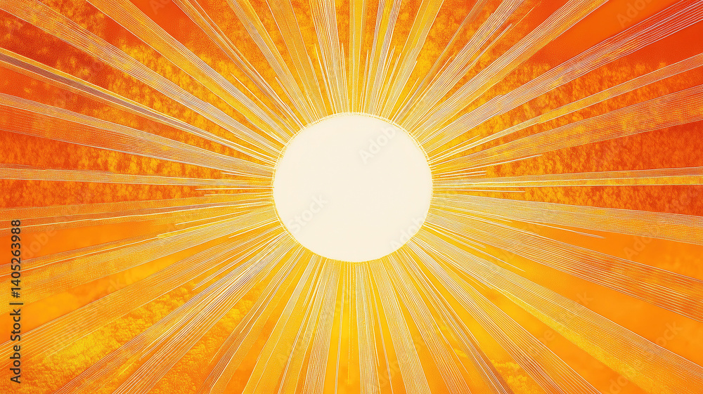 Fototapeta premium Radiant sunburst with golden rays in vivid orange and yellow hues