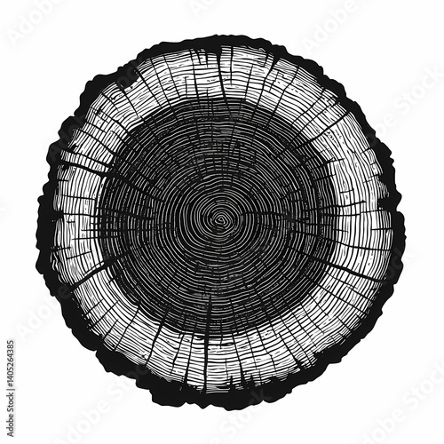 Eco-Friendly Abstract Tree Rings. Nature's Art in Black and White