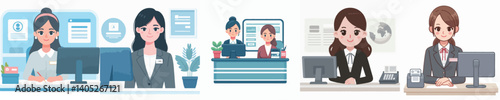 Vector of a female bank teller.