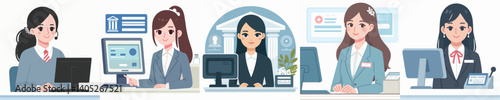 Vector of a female bank teller.