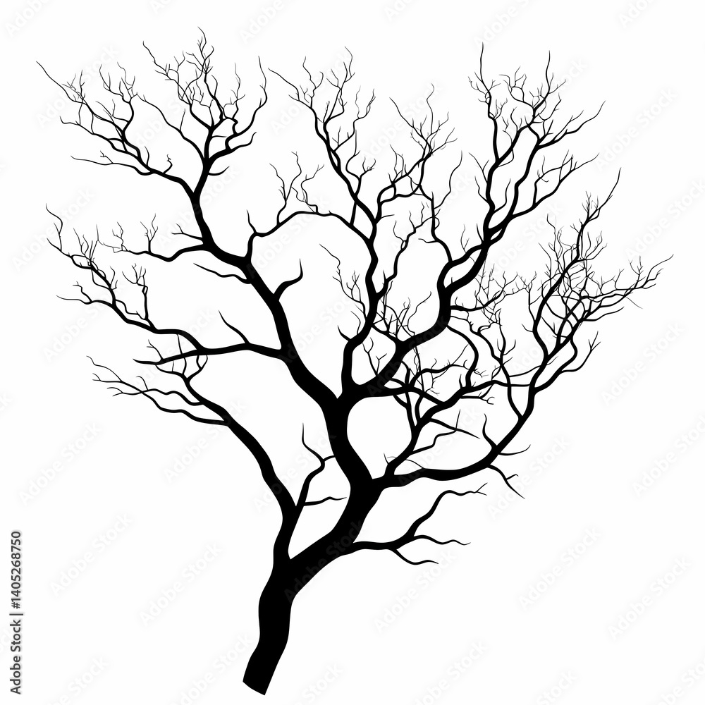 Fototapeta premium Isolated Black Tree Silhouette Vector. Nature-Inspired Art for Halloween & Winter