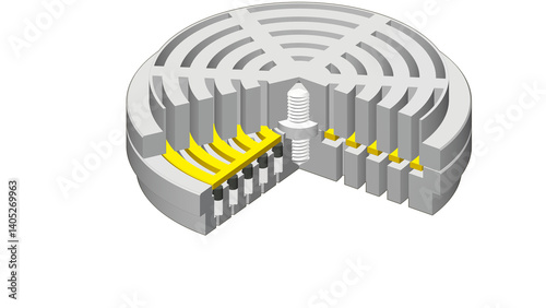 API-618 reciprocating compressor turbomachinery illustration drawing suction valve assembly with a plate, springs, valve seat, and valve guard