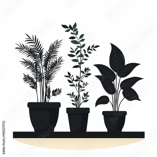 Modern Minimalist Indoor Plants. Enhance Home Decor with Botanical Art and Greenery