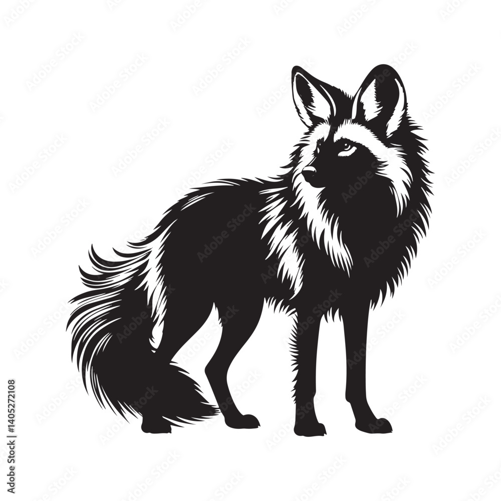 Obraz premium Minimalist Maned Wolf Vector Art - Maned Wolf Silhouette - Illustration of Maned Wolf - Maned wolf Design.