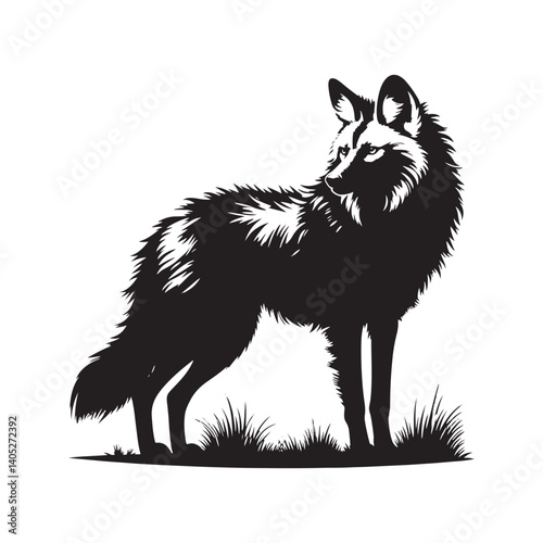 Minimalist Maned Wolf Vector Art - Maned Wolf Silhouette - Illustration of Maned Wolf - Maned wolf Design.