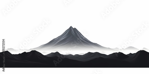 Monochrome Mountain Range Landscape. Abstract Silhouetted Peaks in Scenic Black and White