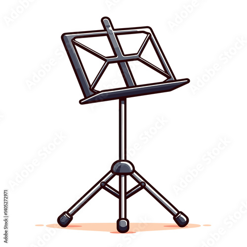 Music stand with adjustable height in minimalist style. Ideal for musicians, orchestra performances, and sheet music holding illustrations.