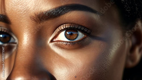 African American Woman: Close-up face photograph capturing the strength and beauty, celebrating diversity and individuality, high Modern resolution