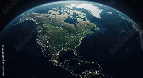 North America at Night: A Satellite View of City Lights Illuminating the Continent