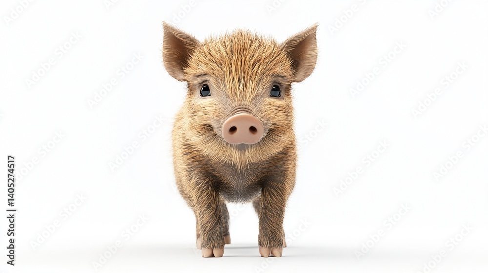 Fototapeta premium Adorable baby boar piglet standing.
