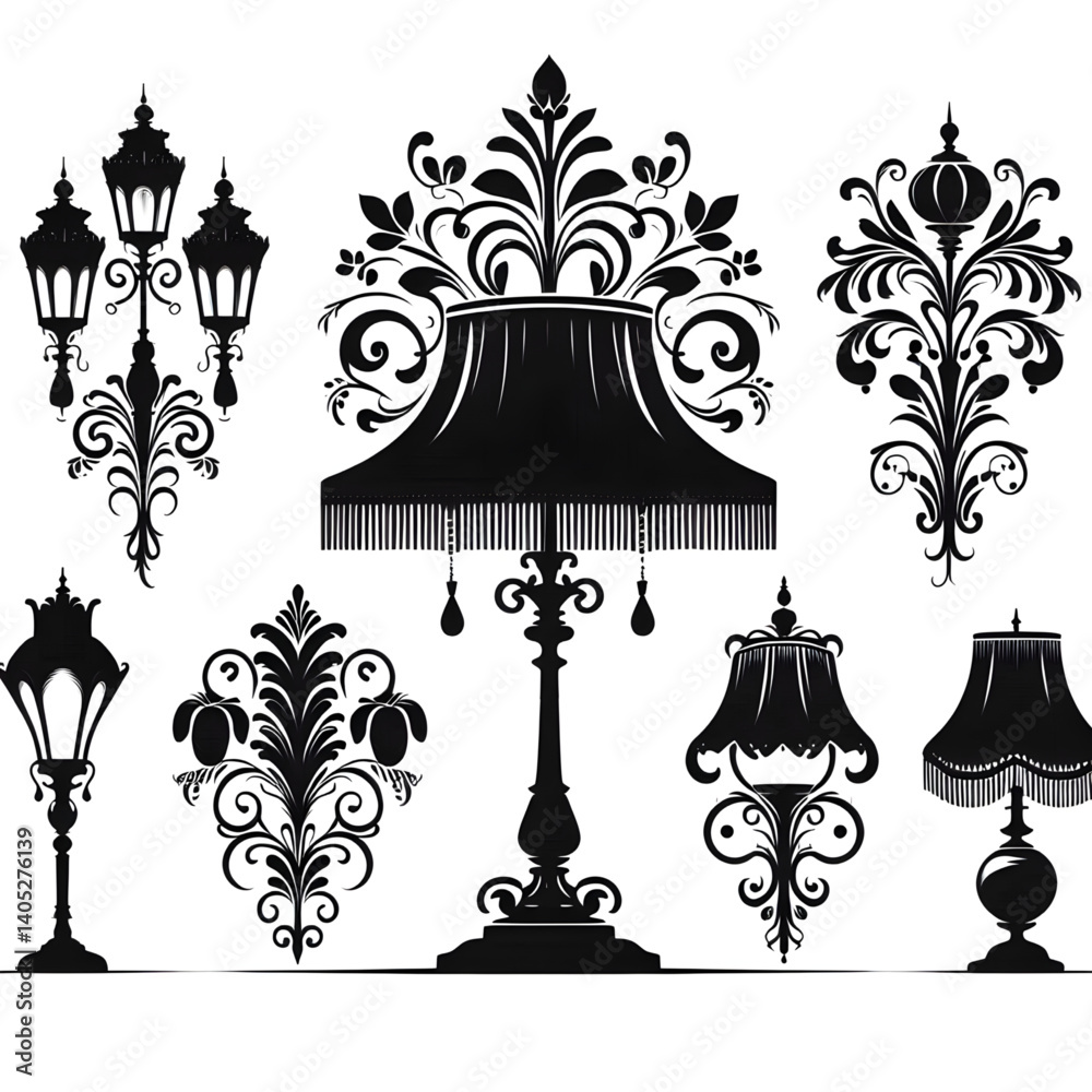 ‎Create a lamp silhouette vector style with white background