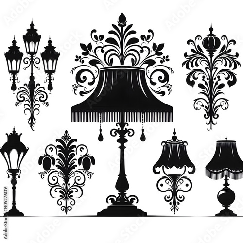 ‎Create a lamp silhouette vector style with white background