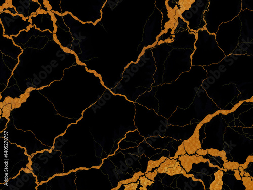 Obraz na płótnie Luxurious black marble texture with gold veins, perfect for backgrounds and design. Generative AI w salonie