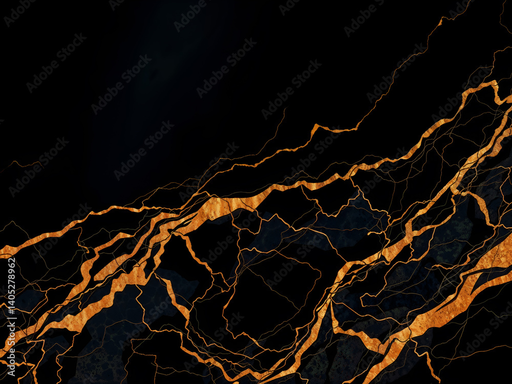 Luxurious black marble texture with gold veins, perfect for backgrounds and design. Generative AI