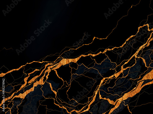 Obraz na płótnie Luxurious black marble texture with gold veins, perfect for backgrounds and design. Generative AI w salonie