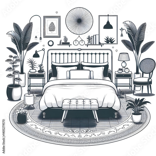 ‎Create a bed silhouette vector style with white background