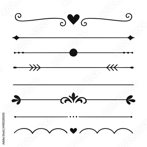 Wallpaper Mural Elegant Vintage Divider Elements Collection Hand drawn Decorative Line Borders  Torontodigital.ca