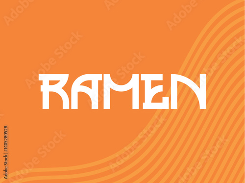 Background with noodles and ramen lettering. Vector image. Menu design. Concept. Asian food.