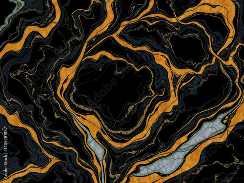 Obraz na płótnie Luxurious black marble texture with gold veins, perfect for backgrounds and design. Generative AI w salonie