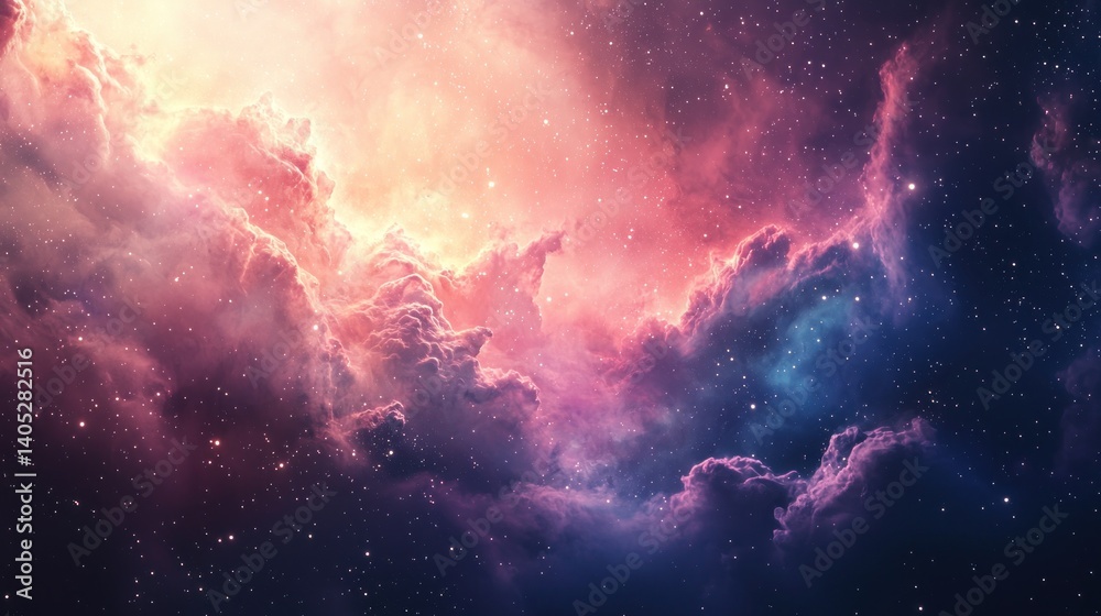 Fototapeta premium Cosmic Nebula: A Celestial Tapestry of Pink and Purple Hues