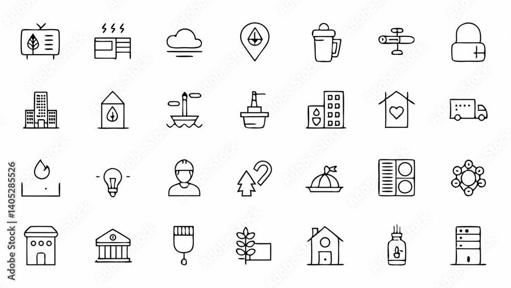 Fototapeta premium Minimal outline icons related to public and private domain systems featuring elements of cybersecurity cloud infrastructure and user management