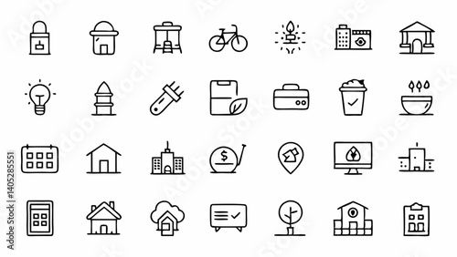 Modern and clean icons in outline style representing public and private internet networks user privacy access controls and data protection mechanisms