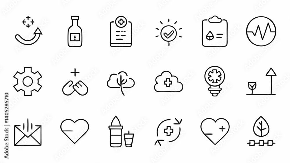 Minimal linear style recovery icons perfect for digital applications including data restore emergency rescue disaster support and system backup illustrations Minimal linear style recovery icons perfect for digital applications including data restore emergency rescue disaster support and system backup illustrations