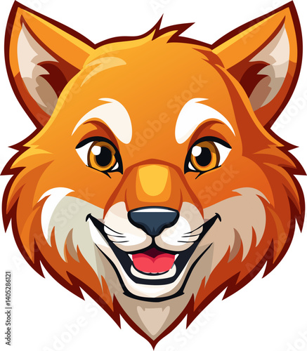 Smiling fox face showing happiness and joy