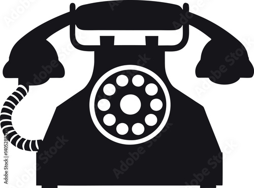 Black Silhouette Telephone Icon Vector