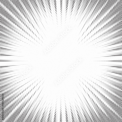 Halftone texture dot radial background, cartoon comic retro pop art dot border, halftone shadow
