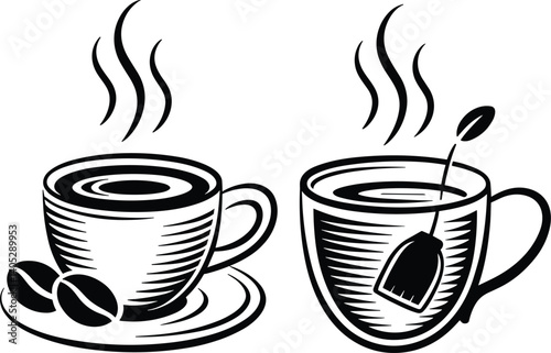 cup of coffee tea hot drink vector icon on white background
