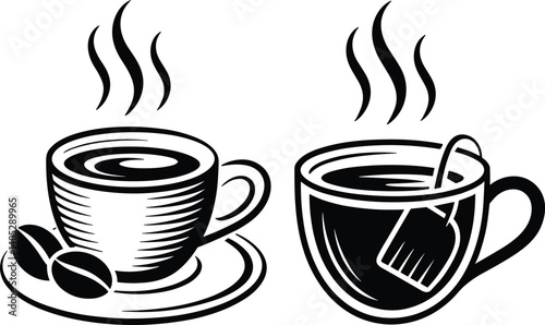 cup of coffee tea hot drink vector icon on white background