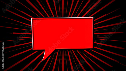 Obraz na płótnie Red speech bubble on explosive comic background, pop art style, bold design. Generative AI w salonie