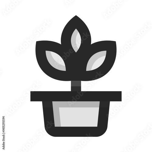 Noir Plant Pot Flat Icon