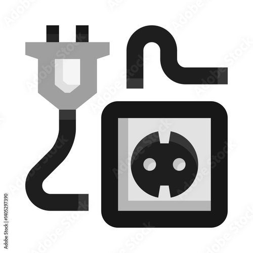 Power Plug Socket Outlet BW Icon