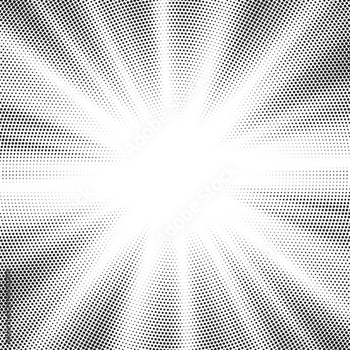 Halftone texture dot radial background, cartoon comic retro pop art dot border, halftone shadow