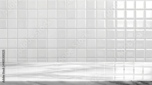 white brick wall with white floor background