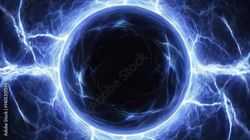 回転する青い電気. Spinning Blue Electricity. AI generated.