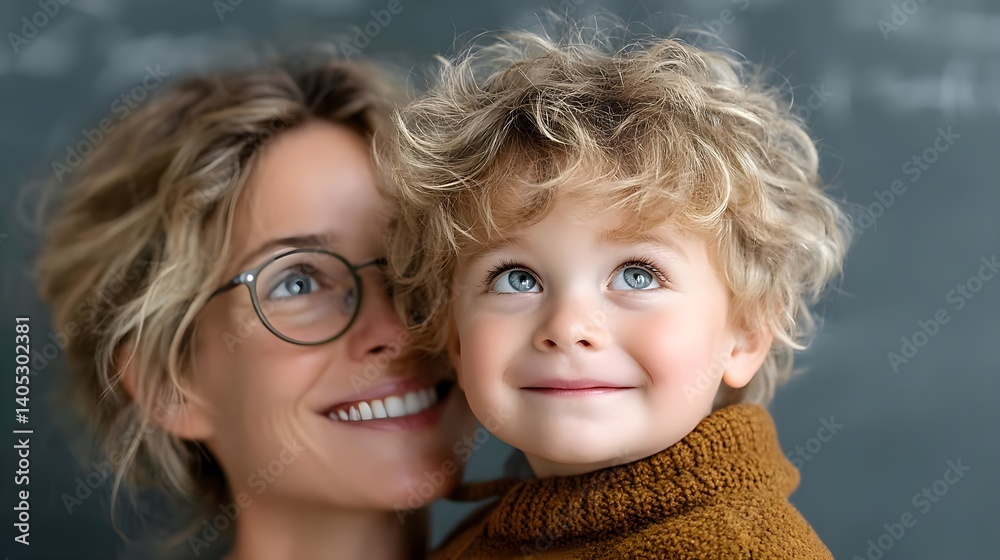 Joyful mother and son sharing a tender moment Joyful mother and son sharing a tender moment