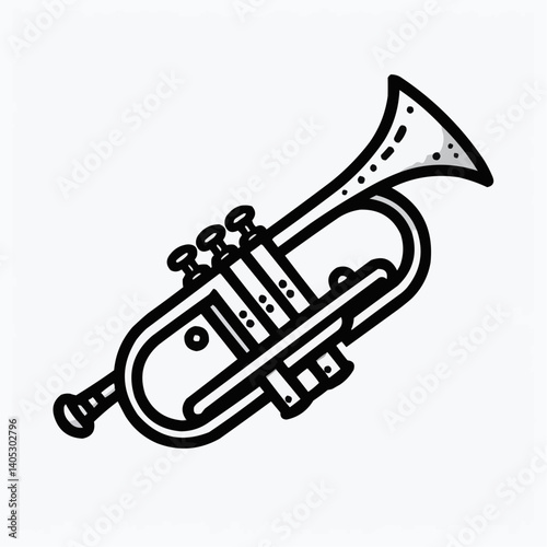 Illustration of a trumpet for music and brass performance themes