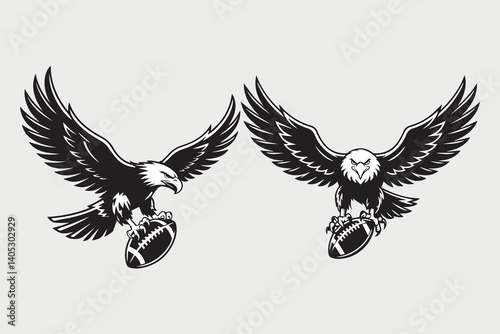 eagle and football illustration vector