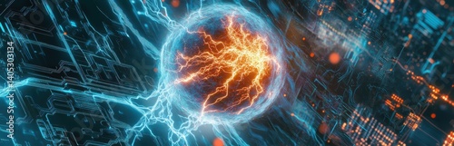 Abstract Energy Sphere in Circuitry