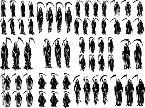 Grim Reaper Skeleton Silhouette Vector