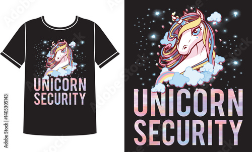 Unicorn security t-shirt design template
