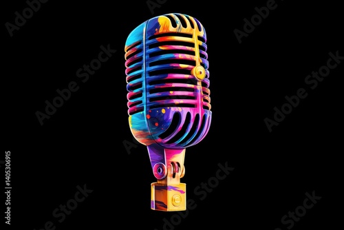 Vintage Rainbow Microphone with Colorful Gradient