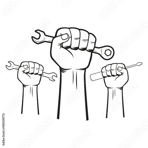 Workers’ Solidarity, Raised Fists, Labor Movement and Trade Union Designs