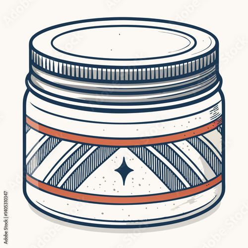 Create a vector graphic of a bold-stroked hair styling gel container.  The design should be clean and easily scalable.